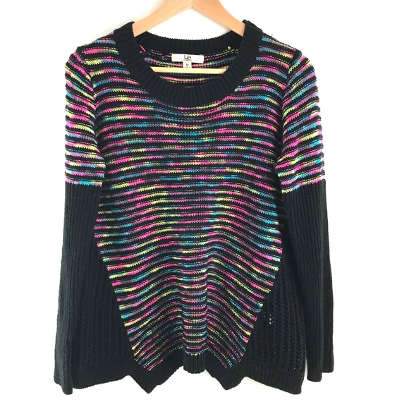 Ya Los Angeles Sweaters - Ya Neon Black Loose Knit Draped Sweater Ya Los Angeles Sweaters - Ya Neon Black Loose Knit Draped Sweater